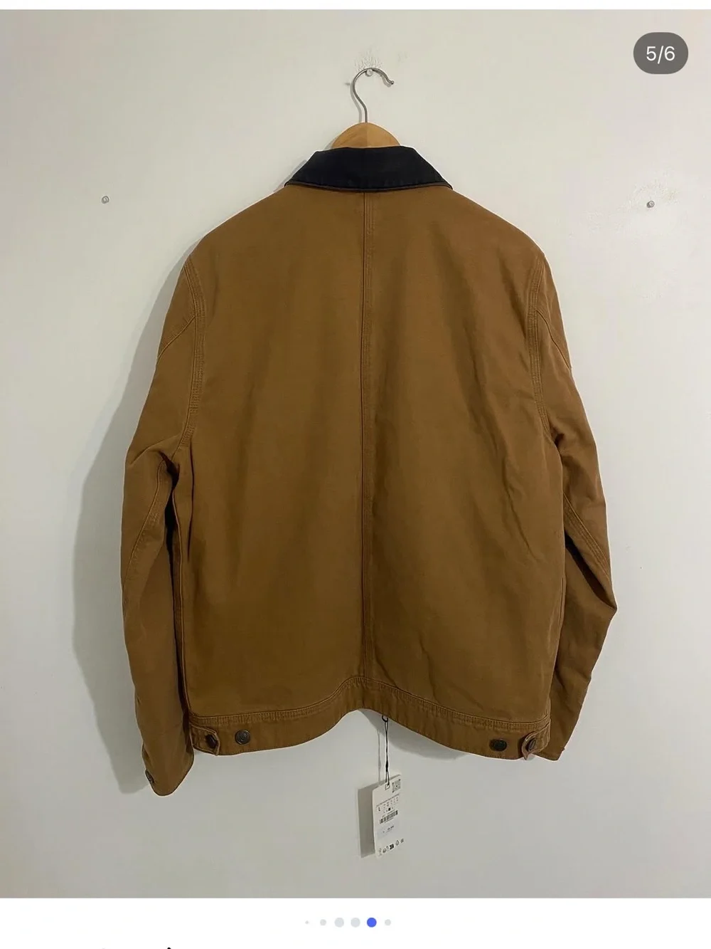 ZARA Tan Brown Cotton Field Jacket with Black Collar
